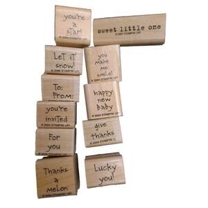Stampin' Up! Tiny Talk Sayings Quotes Wood Rubber Stamp Set 11